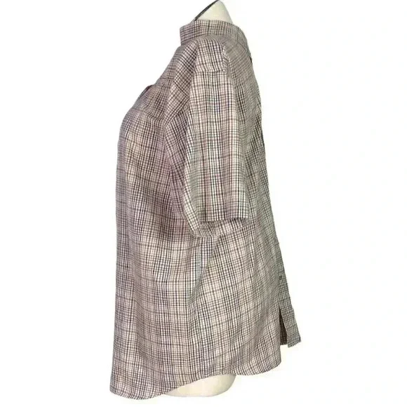 Foxfire Men L Plaid Button Down Shirt Reg Multi Cotton Blend Short Sleeve Pocket - Picture 3 of 6